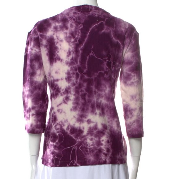 Bianca Chandon Purple Tie-Dye Print Crew Neck 3/4 Length Sleeve Cotton - Picture 4 of 5